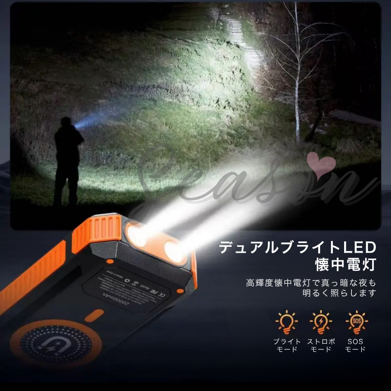 ♥ ポータブルソーラー充電器 デュアルUSB アウトドア用 20000mAh