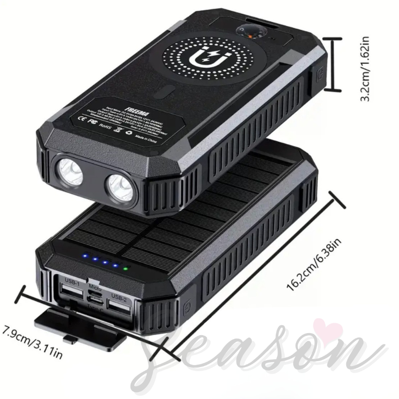 ♥ ポータブルソーラー充電器 デュアルUSB アウトドア用 20000mAh
