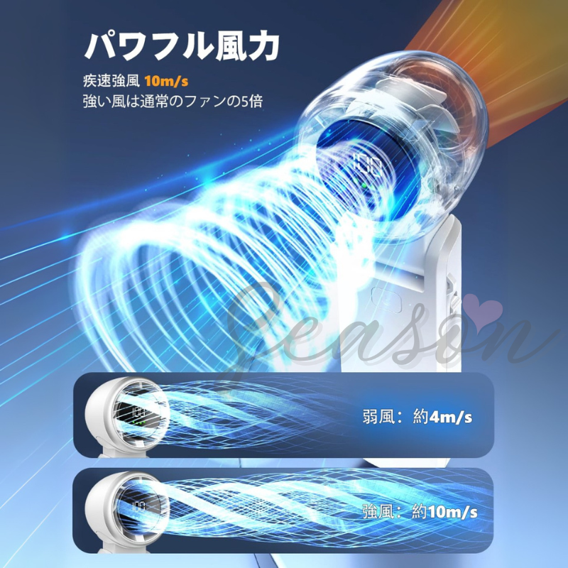 ♥ 超強風×静音×100段階風量！折り畳み3WAYミニファン2025新登場 6000mAh